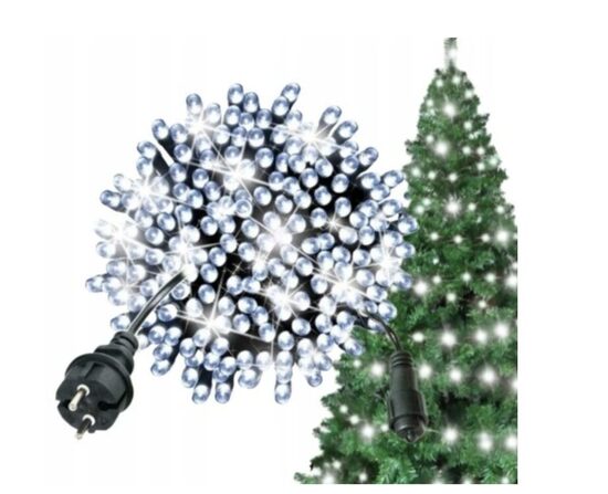 Šaltai baltos spalvos 500LED lauko girlianda, 35m. flash